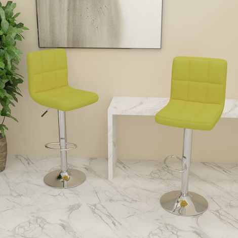 Tabourets de bar lot de 2 en tissu vert, réglables en hauteur, pivotants à 360° avec repose-pied - PANGIVO (1/5)