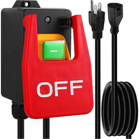 Interrupteur à palette pour scie circulaire, monophasé 110 V à 120 V, marche/arrêt, avec grande palette de fermeture pour arrêt d'urgence (prise américaine). (1/5)