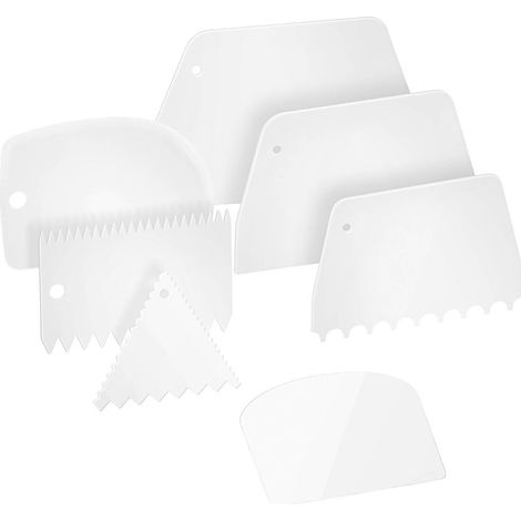 Lot de 7 spatules à pâte, en plastique, pour pizza, pâtisseries, pain, lissage de gâteaux, accessoires de cuisson (blanc/7 tailles)