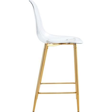 Ensemble de 4 tabourets de bar transparents avec structure métallique moderne en argent, or ou noir (1/5)