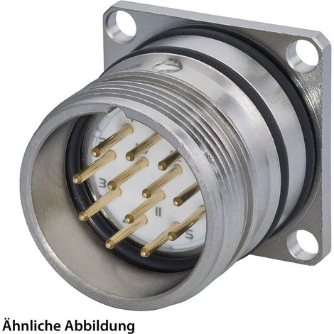 HUMMEL SET inkl. Kontakte M23 Signal Gerätesteckverbinder, Löteinsatz gerade Polzahl 9-pol. 1+8, Stift mit Vibrationsschutz Hinterwand - 1 Stück