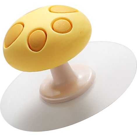 Lève-abattant de toilette en silicone antidérapant, flexible, en forme de champignon, pour salle de bain d'enfants, jaune.