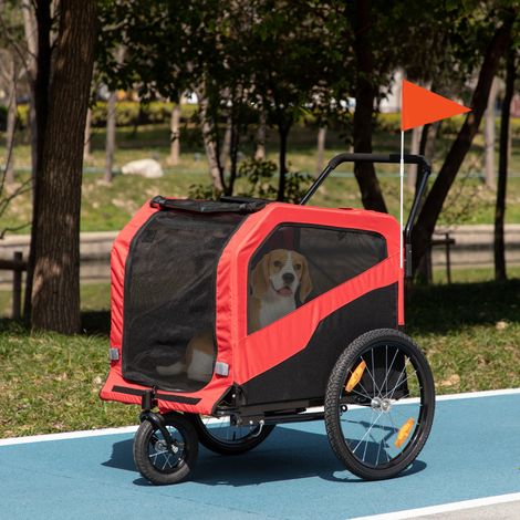 Remolque infantil para bicicleta, incluye reflectores y 1 bandera, 170 cm x 77 cm x 90 cm, rojo.