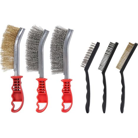 Lot de 6 Brosses Métalliques, Brosses Manuelles Inox Laiton et Nylon, Set de Nettoyage pour Décapage Rouille, Résidus de Soudure, Peinture, Métal et Bois (1/5)