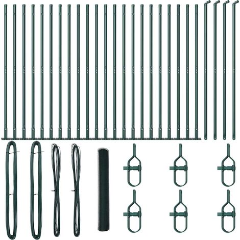 Grillage rouleau,Clôture Hexagonale Verte 1.2x50 m en Acier, Poteaux de Clôture avec Plaques de Base 13 pcs Ø32mm 68.5cm en Acier Galvanisé CFW8918245 (1/5)