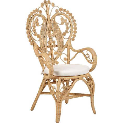 Sedia da giardino Peacock Boho Rattan Outdoor & Indoor Cuscino Poliestere Beige Carrara
