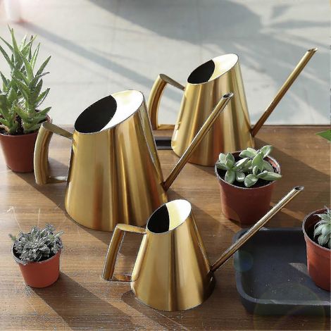 Arrosoir rétro Farfi, 400/900/1500 ml, pour jardin, fleurs et plantes, avec long bec, en laiton antique. (1/5)