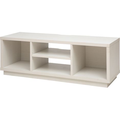 Iris Ohyama, Meuble TV, Meuble tele, Banc TV, Support télévision pour ecran jusqu'à 55 pouces, 4 Etagères, Sortie-câbles, Pieds ajustables, Chambre, Salon - TV Cabinet Standard OTS-125S - Chêne Blanc