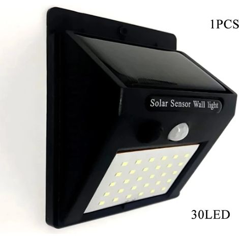 (30 LED) Lampe solaire LED extérieure étanche, écologique, avec détecteur de mouvement PIR, pour éclairage public, jardin ou cour. (1/5)