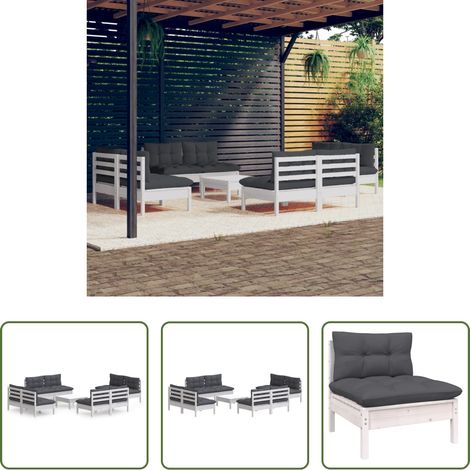 Terrassenmöbel -  9-tlg. Garten-Lounge-Set mit Anthrazit Kissen Kiefernholz (1/5)