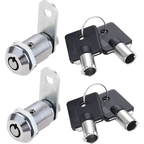 Lot de 2 verrous à came tubulaires de 3.8 cm avec 4 clés, serrure de rangement de sécurité pour boîte aux lettres, tiroir, armoires, camping-car, ATM (27 mm, clés identiques) (1/5)