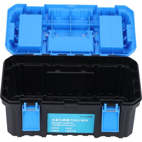 Coffre à outils PP plastique portable rangement pièces électrique valise double étage 381Medium (1/5)