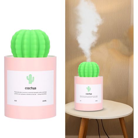280-ml-Tischluftbefeuchter, Kaktus-Tischluftbefeuchter, Nano-Zerstäubungs-Luftbefeuchter, USB-betrieben, Rosa (1/5)