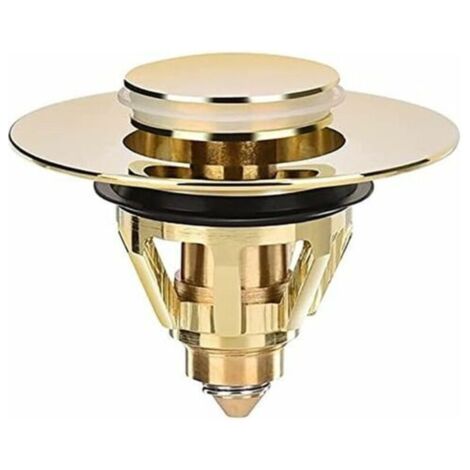 Bonde de lavabo universel - Bouchon de valve - évier - Passoire en laiton anti-obstruction - Bouchon d'évier - Bonde d'évier (doré)