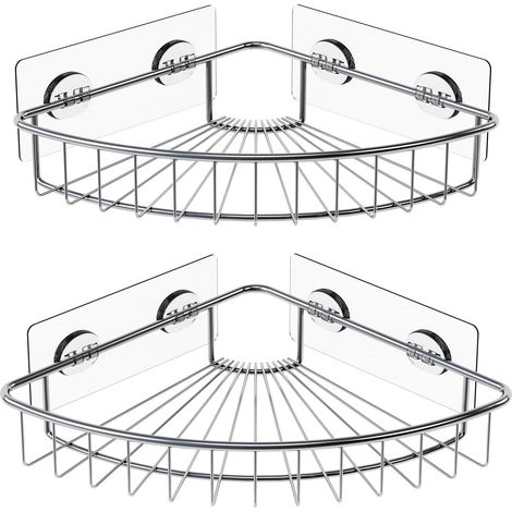 Estantería sin taladrar, trípode de acero inoxidable, juego de dos piezas para baño (1/3)