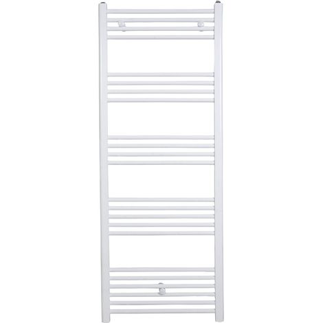 Stano. – Radiateur sèche-serviettes eau chaude 160 x 60 cm – Acier blanc RAL 9016 – Tubes ronds horizontaux Ø 21 mm – Puissance 680 W