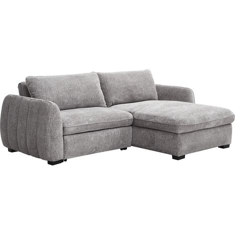 Canapé d'angle convertible et réversible en tissu chiné gris MONAVI (1/5)