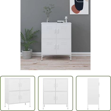 Stahlregal - Lagerschrank Weiß 80x35x101,5 cm Stahl (1/5)