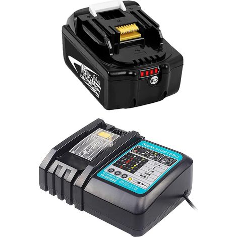 TEETOK 8000mAh Akku 18V Ersatzakku mit LED-Bildschirm, Kompatibel mit Makita-Akku BL1850 BL1840 BL1860 & DC18RC Ersatz-Ladegerät 14.4V - 18V 1 x Batterie und 1 x Ladegerät