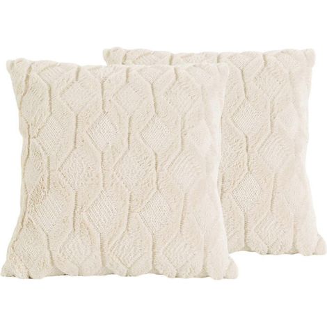 Housses de coussin décoratives en velours de laine peluche courte, imitation velours, pour canapé ou chambre (2 unités, 50 x 50 cm).-yellow