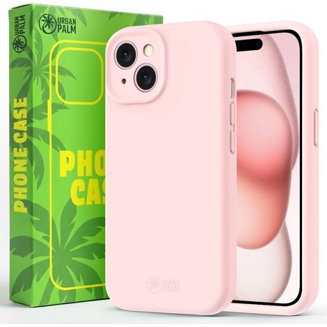 Funda UrbanPalm para iPhone 15, de silicona, compatible con MagSafe, color rosa empolvado. (1/5)