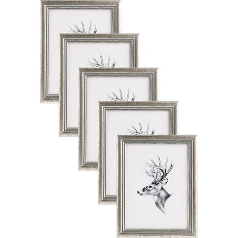 WOLTU 5x Cornice Foto da tavolo da muro 30x40cm, Argento