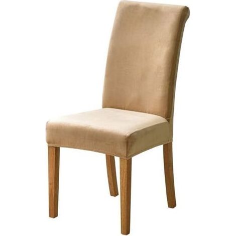 4pcs Housse de Chaise en Velours,Spandex de Bout Droit avec la Bande élastique, la Grande Dame de Velours dinant la Chaise pour Le Banquet de fête d'hôtel de Restaurant Nouveau beige (1/4)