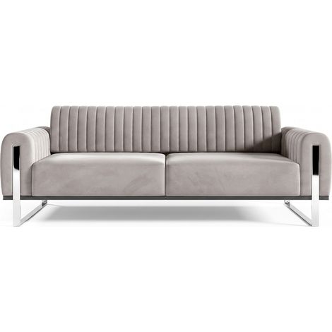Selsey Parissa - Schlafsofa, Samt Hellgrau verchromte Füße, 228 cm (1/5)
