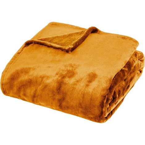 Plaid en Flanelle "Cuddly" 180x230cm Jaune Cumin (1/3)
