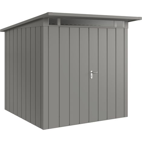 Hörmann Metall-Gerätehaus "Juno" mit Pultdach, JPD5 - Modern, 214 x 214 cm (B x T), graualuminium, 2-flüglige Tür (1/5)