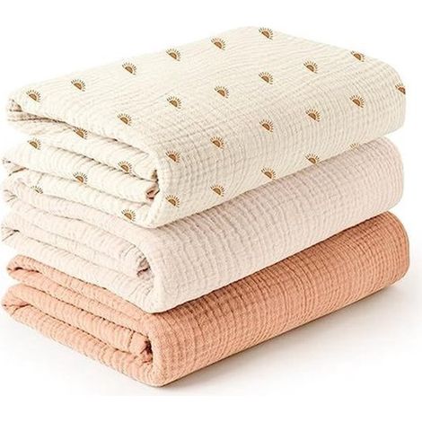 Couvertures d'emmaillotage en coton pour bébé, 100 x 100 cm, lot de 3. Absorbantes, respirantes, adaptées à la peau sensible des nouveau-nés, filles et garçons. Lot de 6 (1/5)