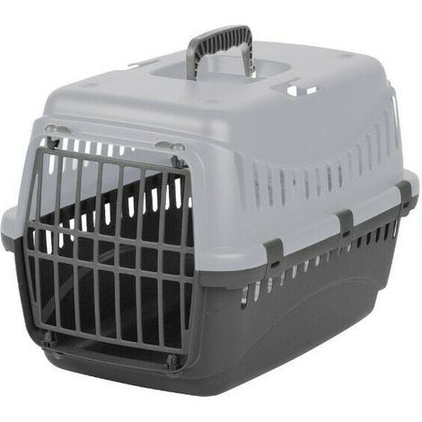 Lot de 2 paniers de transport caisse de transport cage de transport chiens et chats gipsy gris clair et gris anthracite 45x30x30cm (1/4)