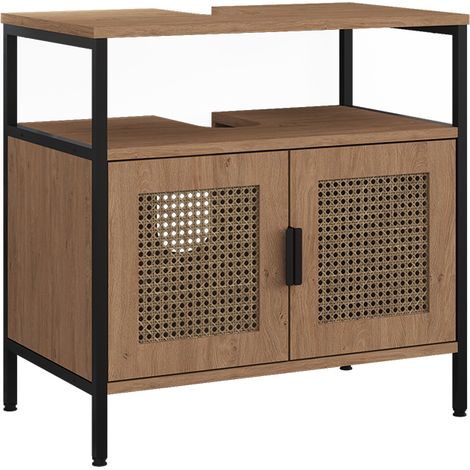 Waschbeckenunterschrank Linara, Eiche/Schwarz, 60 x 59 cm, Vicco (1/5)