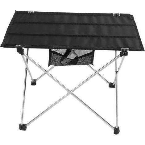 Mesa plegable de aluminio para exteriores, mesa de playa informal de malla, mesa de picnic portátil para barbacoa, mesa pequeña plateada (1/5)