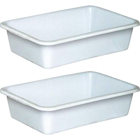 BRB Lot de 2 bacs à nourriture - Capacité : 40 l - Dimensions : 710 x 490 x 185 mm - Blanc - PE-HD