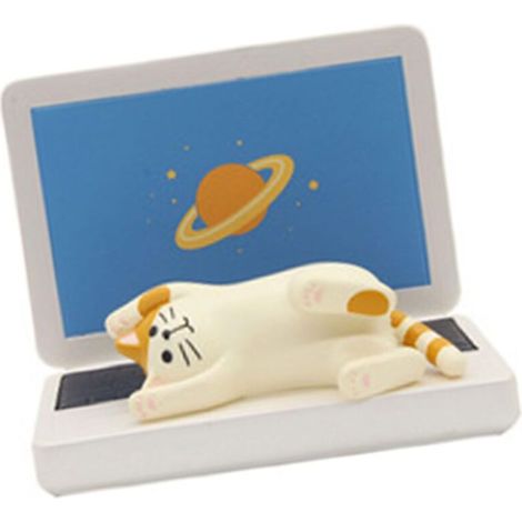 Tischtelefonständer in Form einer Cartoon-Katze, die ihre Eier brütet, Smartphone-Ornament aus Halbharz, ideal zur Dekoration von Zuhause oder Büro.