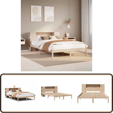 vidaXL Lit bibliothèque sans matelas 135x190 cm bois de pin massif