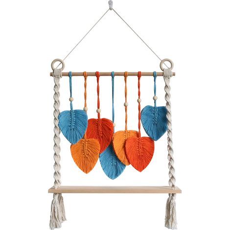 Décoration murale en feuille de macramé, décor de feuilles en macramé, Décoration d'intérieur chic, Tapisserie Boho en macramé, décoration murale, macramé à feuilles de bohème pour la décoration (1/3)