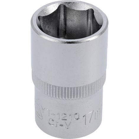 VASO CORTO CROMADO DE 6 PUNTAS 1/2'' 17MM - YT-1210 (1/2)
