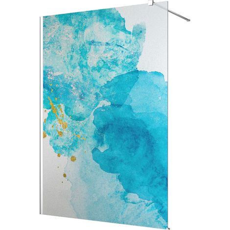 Stickers paroi de douche dépoli - Bleu Aquarelle - 130 x 200 cm (1/2)