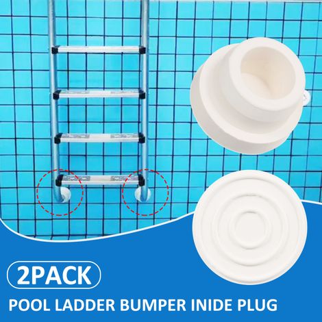 Lot de 2 butoirs d'échelle pour piscine enterrée, compatibles avec les tubes d'échelle de 4,8 cm de diamètre intérieur pour liner de piscine. (1/4)