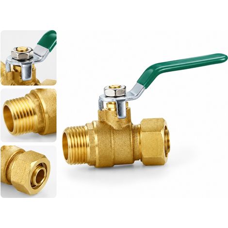 1 pc Robinet a Boisseau Spherique en Cuivre pour Tube Multicouche 1216 x 1/2 Filete Exterieur Poignee Longue pour Chauffe-Eau 11,2 cm (1/5)