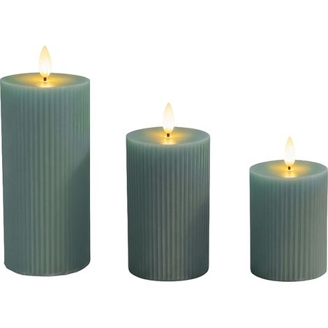 LED-Kerzen aus echtem Wachs (flammenlos), 3er-Set