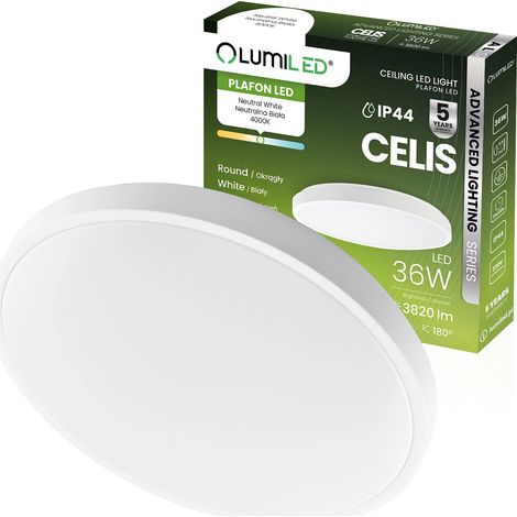 Lámpara de techo LED de superficie 36W 4000K CELIS Redonda IP44 Anillo Blanco ALS LUMILED (1/5)