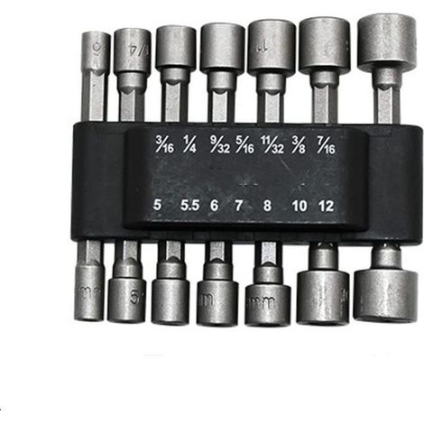 Set 14 douilles à tige hexagonale 5-13mm Non magnétique Pour visseuse pneumatique Écrou hexagonal Emballage métrique 1/4" Pour mécanicien (1/5)