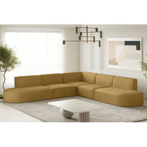 Ecksofa Designersofa PALMA Stoff Scala Senfgelb Seite Universal (1/3)