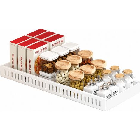 Égouttoir à casseroles réglable, blanc, 52 cm, organisateur coulissant pour placard, égouttoir à vaisselle de comptoir (1/5)