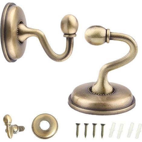 Set of 2 aluminum alloy curtain tiebacks – U-shaped wall bracket – Quick and easy installation – For hats and clothes (1/5)