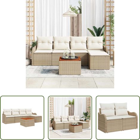 vidaXL Modulares Sofa - Gartensofa-set mit Speicher 6 pcs Beige und Creme Poly-Rattan (1/5)