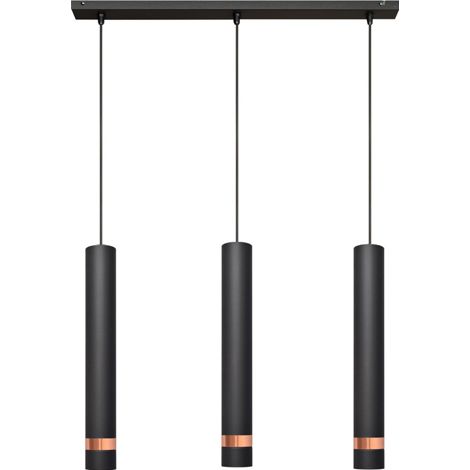 Helam TUBA Plafonnier Barre Droite Noir, Or Rose 60cm
